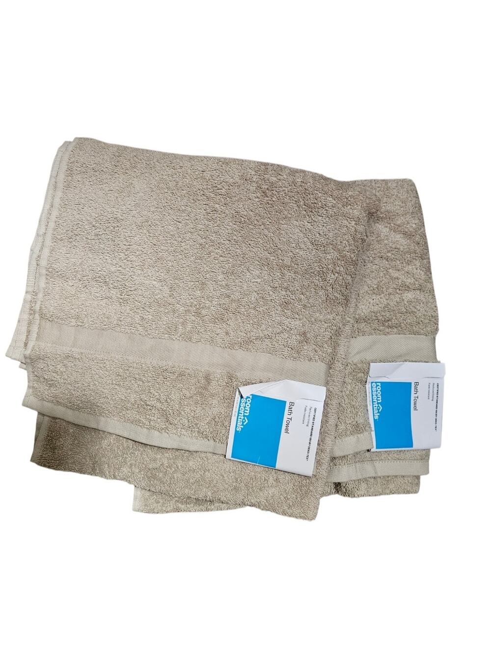 Room Essentials Bath Towels Set of 2 Tan Taupe OEKO-TEX Fade Resistant NWT